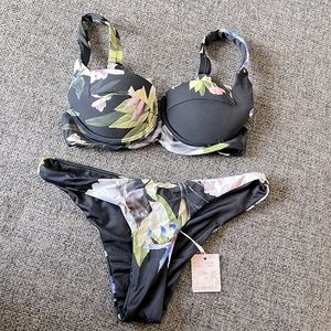 XS - TiniBikini Floral Cheeky Bikini w/ Adjustable Straps